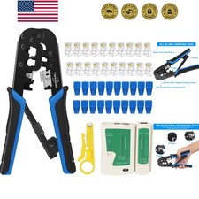RJ45 Crimping Tool Kit Ethernet Crimp Set, RJ-11, 6P/RJ-12, 8P/RJ-45 Crimp, C...