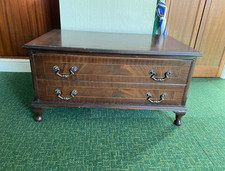 Dark Wood TV Stand Brown Free-Standing Drop-Front Hinged Door 1 Shelf