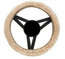 Sheepskin Fleece Wool Steering Wheel Cover Fleecy Soft Cream color Universal Fit
