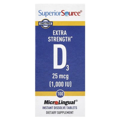Superior Source Vitamin D3 25 mcg 100 Tabs Bone Health