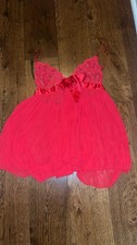 Victoria's Secret XL Red Lace Nighty Nightgown Lingerie Sleepwear Slip EUC