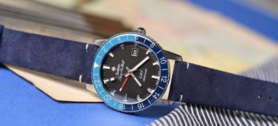 Zodiac Super Sea Wolf Automatic GMT Silver Black Blue Watch ZO9413 