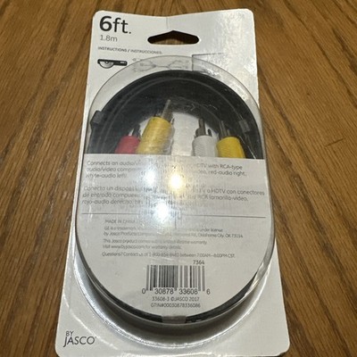NIB GE 6 ft. Composite Audio/Video Cable Model 33608 AV 1.8m NOS