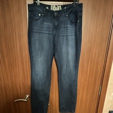 SO Girls Skinny Jeans Dark Blue Size 15 Blended Fabric Button Zipper Casual