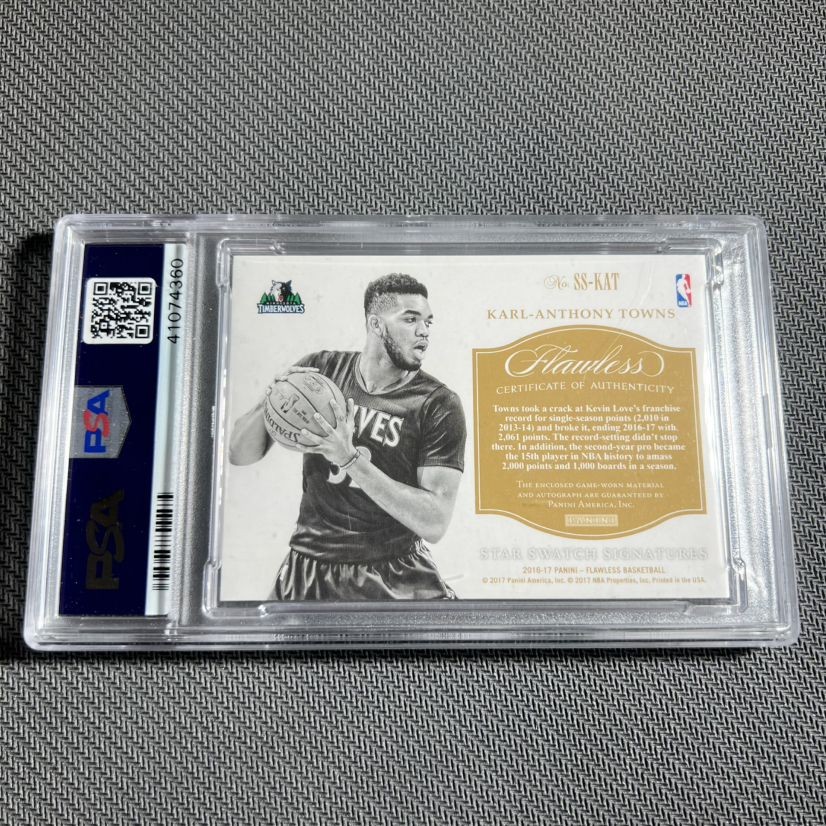2016 Flawless Karl-Anthony Towns Star Swatch Patch Auto Green /5 PSA 10 POP 1/1 view 2