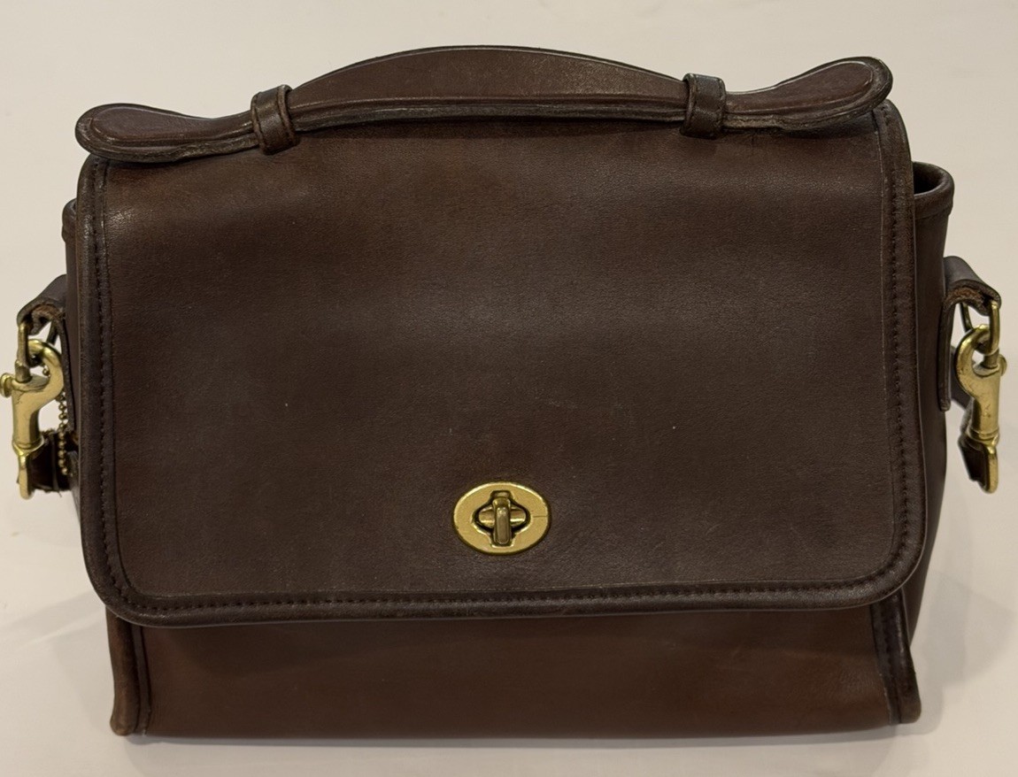 Vintage Coach Court Bag Glovetanned Leather 9870 Mahogany Brown | eBay