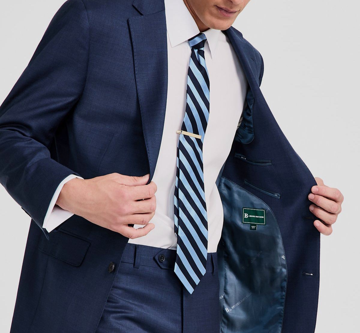 B By Brooks Brothers Men's Blue Classic-Fit Stretch Wool Suit