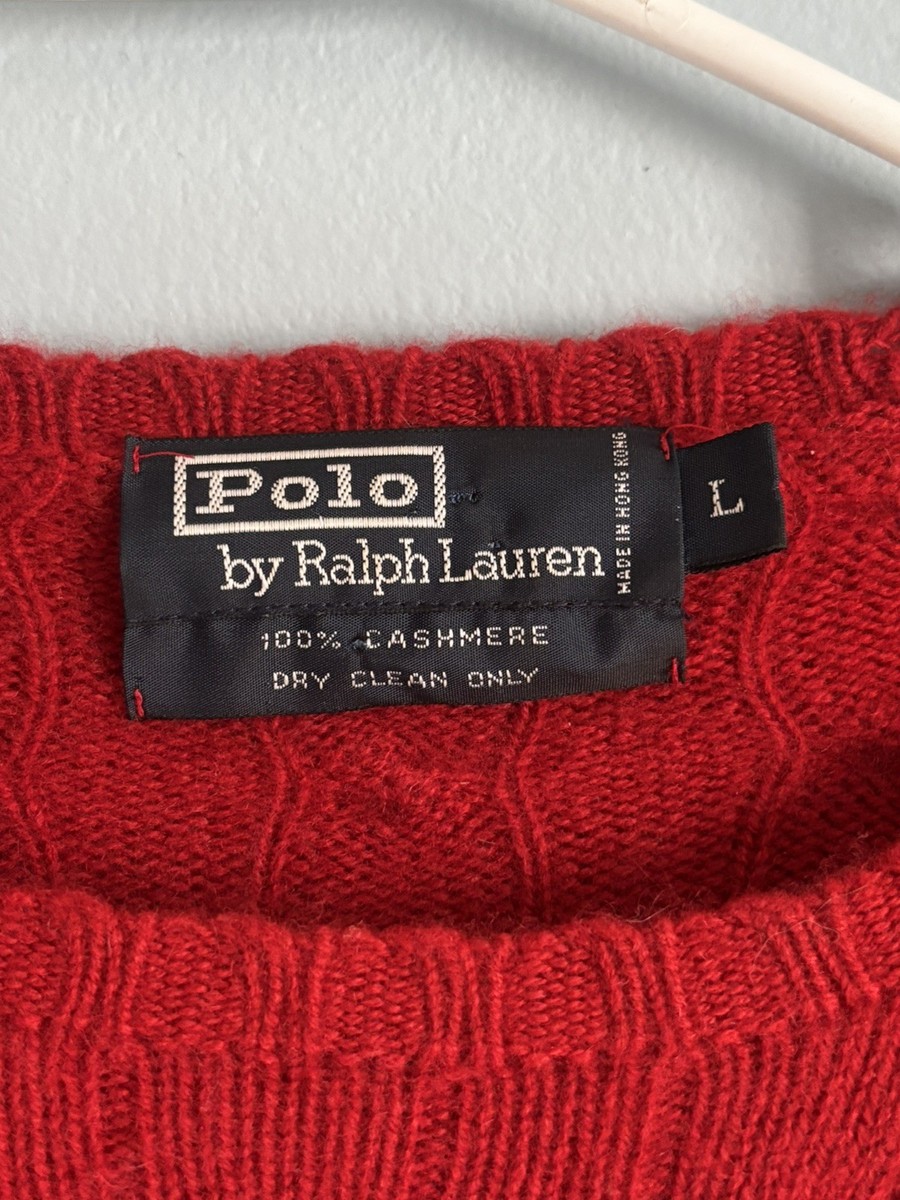VINTAGE 90's Polo by Ralph Lauren 100% CASHMERE Cable Knit Sweater