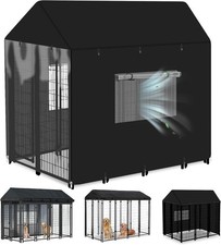Outdoor Dog Kennel Cover 4.2x4x4.5ft, 600D Waterproof Mesh Vent Windows