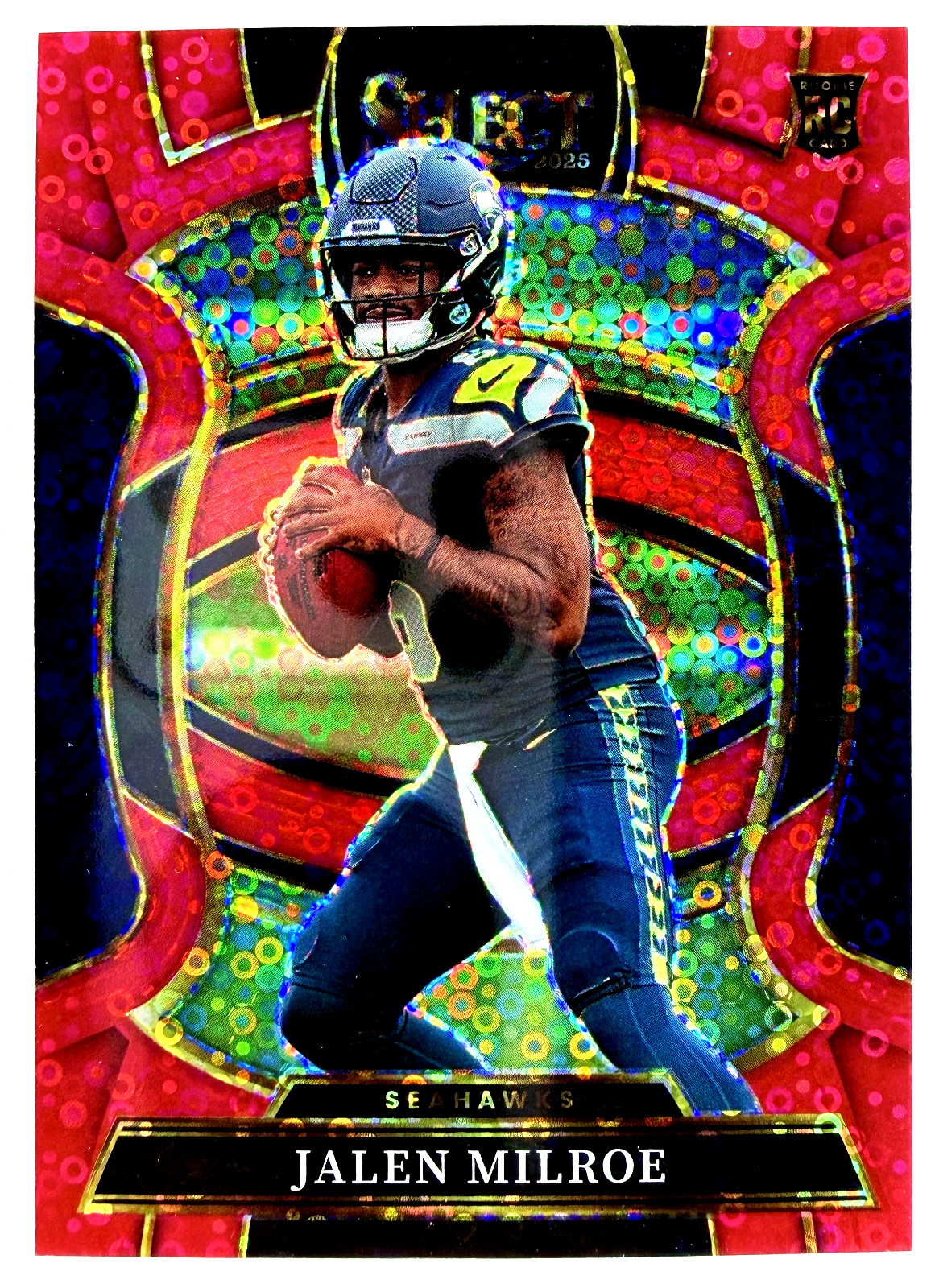 2025 Select JALEN MILROE #14 RC Rookie Concourse Level Red Disco #/49 - Seahawks
