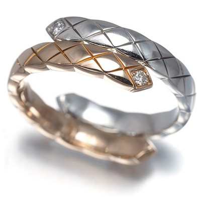 Auth CHANEL Ring Diamond Coco Crush Small EU52 18K 750 White Rose Gold