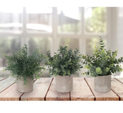 HAU-STORE 3x Flor artificial planta artificial en maceta planta artificial boda balcón decoración