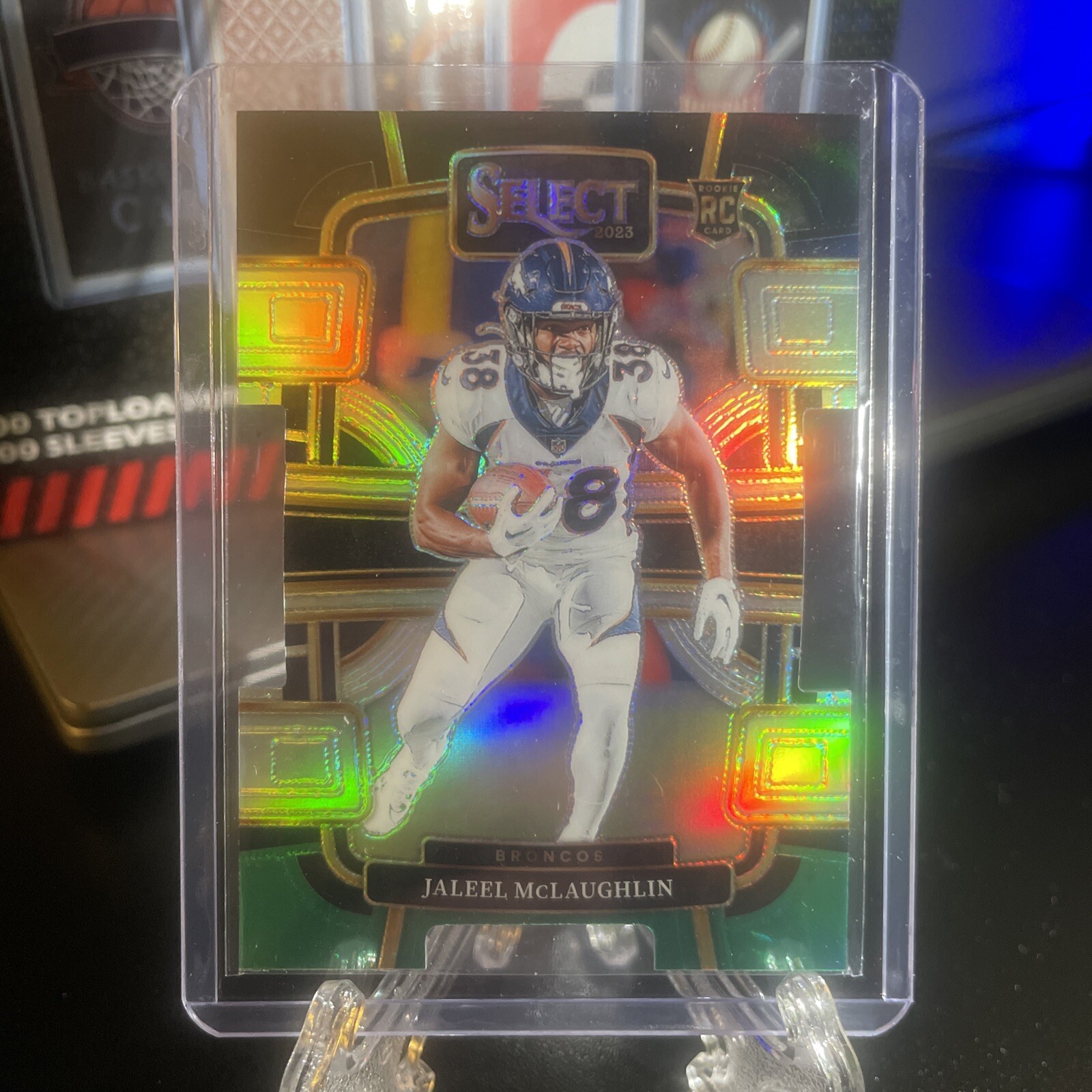 2023 Panini Select - Black & Green Prizm Die-Cut #32 Jaleel McLaughlin (RC)