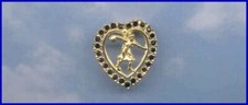 Black Bowling Heart Pin Balls Kegler Crystal Ball Heart Made in the USA