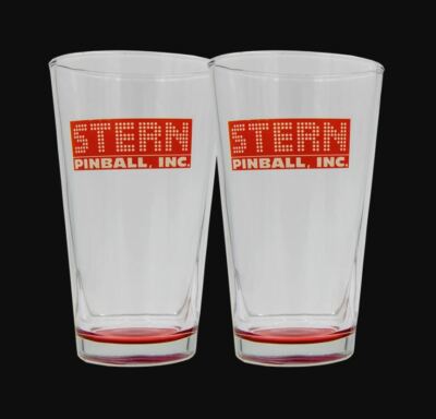 Stern Pinball Pint Glass Set Red/Clear Glass #883-5011-00 2er Set