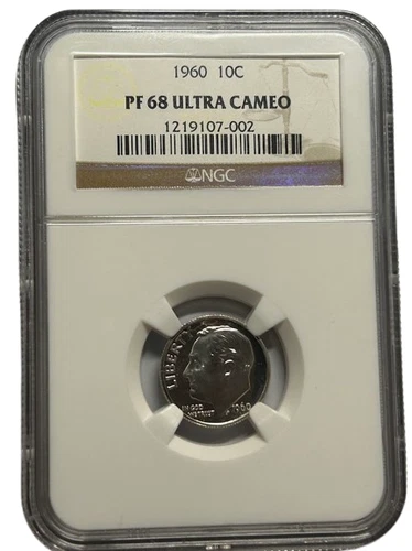 NGC 1960 PF68 Ultra Cameo Roosevelt Silver Dime 1219107-002
