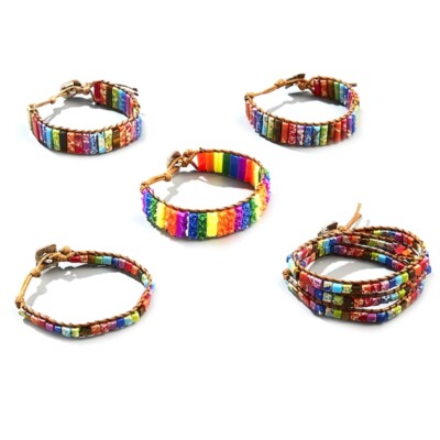 Bohemia Jewelry Bracelets Natural Stone Wrap Leather Bracelets