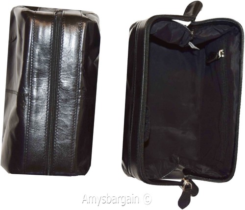 Man's grooming bag large leather cosmetic make up case new leather toiletry case - Picture 15 of 36