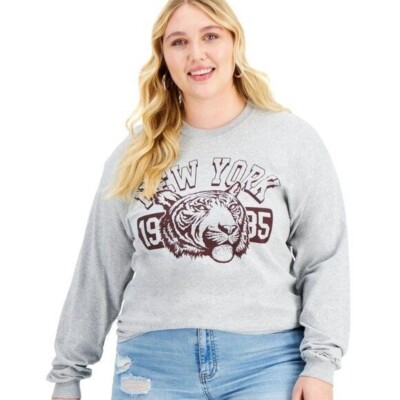 Love Tribe Womens Plus Crewneck Long Sleeve Pullover Top, Size 3X, New