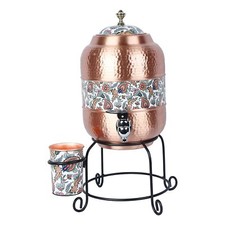 Dispensador de agua de cobre hecho a mano con soporte y vidrio 5 litros EE. UU.
