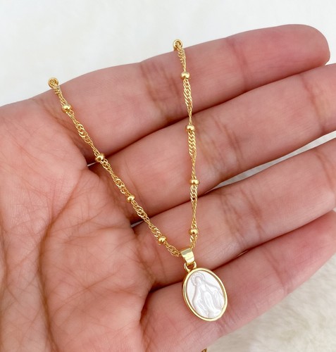 Mother of pearl Virgin Mary medal 