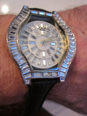 BURGI WATCH WITH SWAROVSKI CRYSTALS ALL OVER THE FACE AND BEZEL - OFC-13