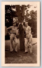 Military WWII Era Photograph Picture Soldiers Smoking Cigar Posing