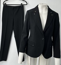 Escada ALTERED Women's Black Studded-Accent Wool Blend Pant Suit sz 40/36