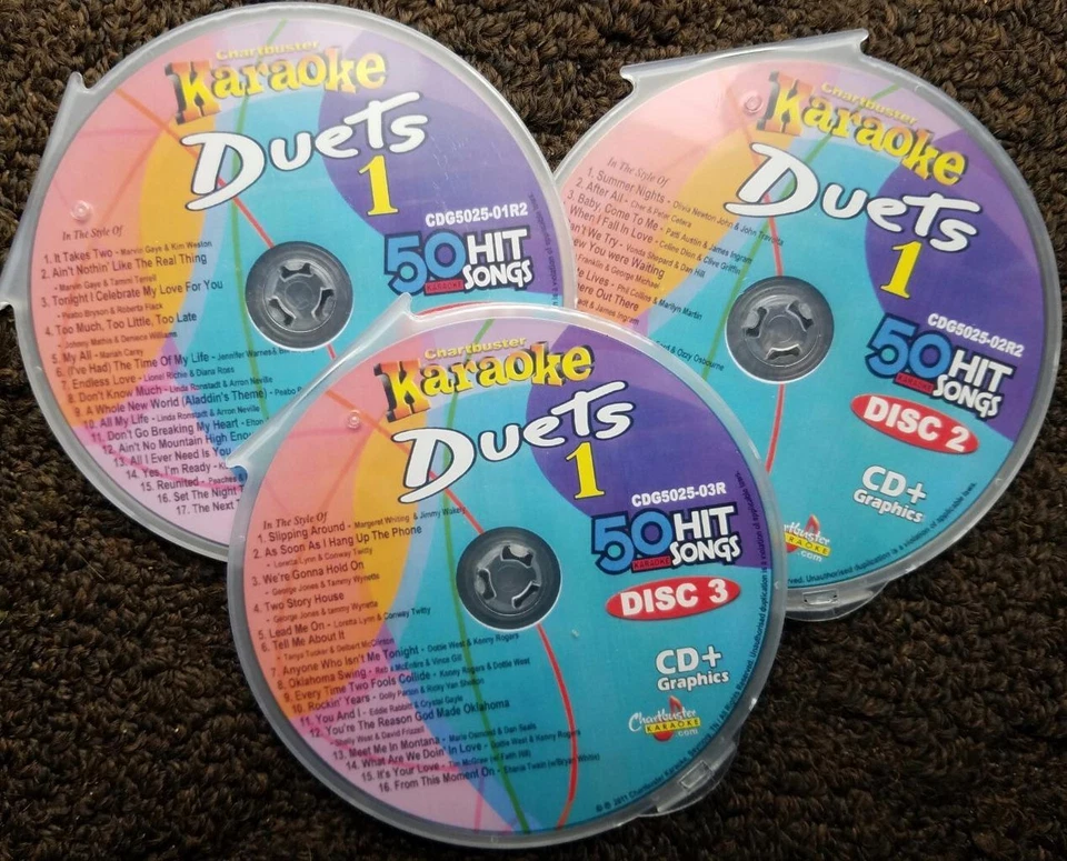 LEGENDS DUETS 3 CDG DISCS CHARTBUSTER KARAOKE R&B,SOUL,COUNTRY,POP 50 SONGS 5025 MUSIC