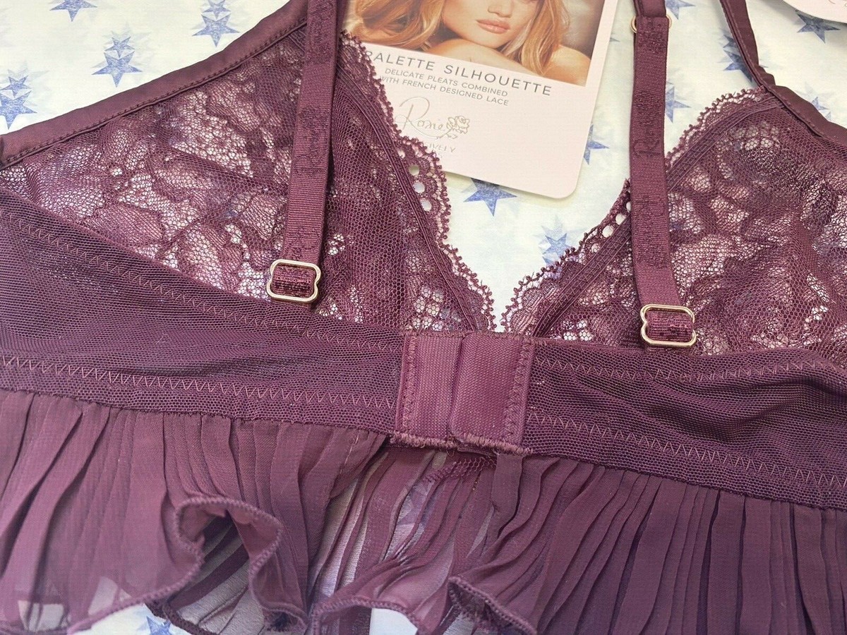 Marks & Spencer Rosie Pleat & Lace Bralette - Non-Wired, Burgundy Berry