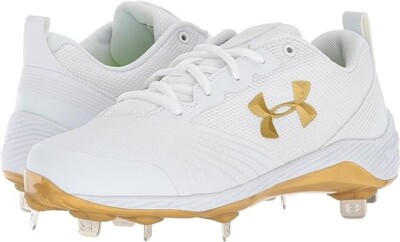 Under Armour Women's Glyde ST Softball Cleats, White/Gold, Size NIB 