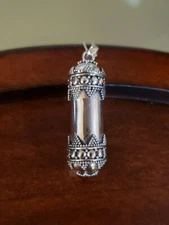 Sterling Silver BALINESE BEADWORK KEEPSAKE CYLINDER Locket Necklace, 18" Chain