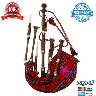 CC Scottish Great Highland Dudelsack Rosenholz natürliche Farbe Silbermontierungen Lehrbuch