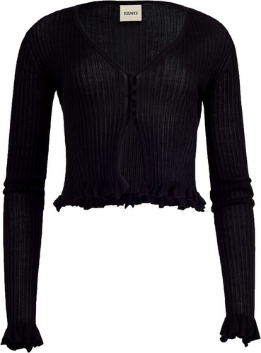 LEONARD Wool Silk Floral Jacquard V-neck Knit Sweater Size M(K