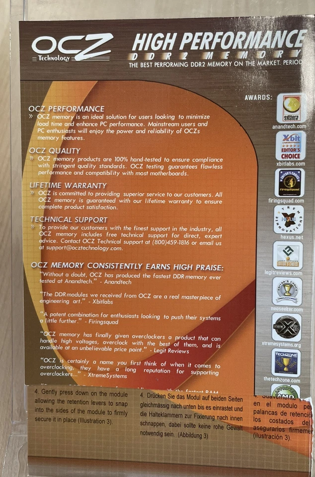 (x2) OCZ Technology 1 GB (PC2 6400) DDR2 RAM Modules (P/N: OCZ2G800R22GK) - Image 3 of 4