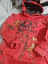 Mossy Oak Jacket Youth Medium Red Camo Full Zip Pockets Hoodie Logo Boys
