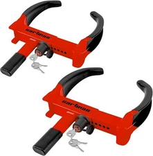 CARTMAN 2 Pack Heavy Duty Trailer Lock Wheel Clamp, Universal Black