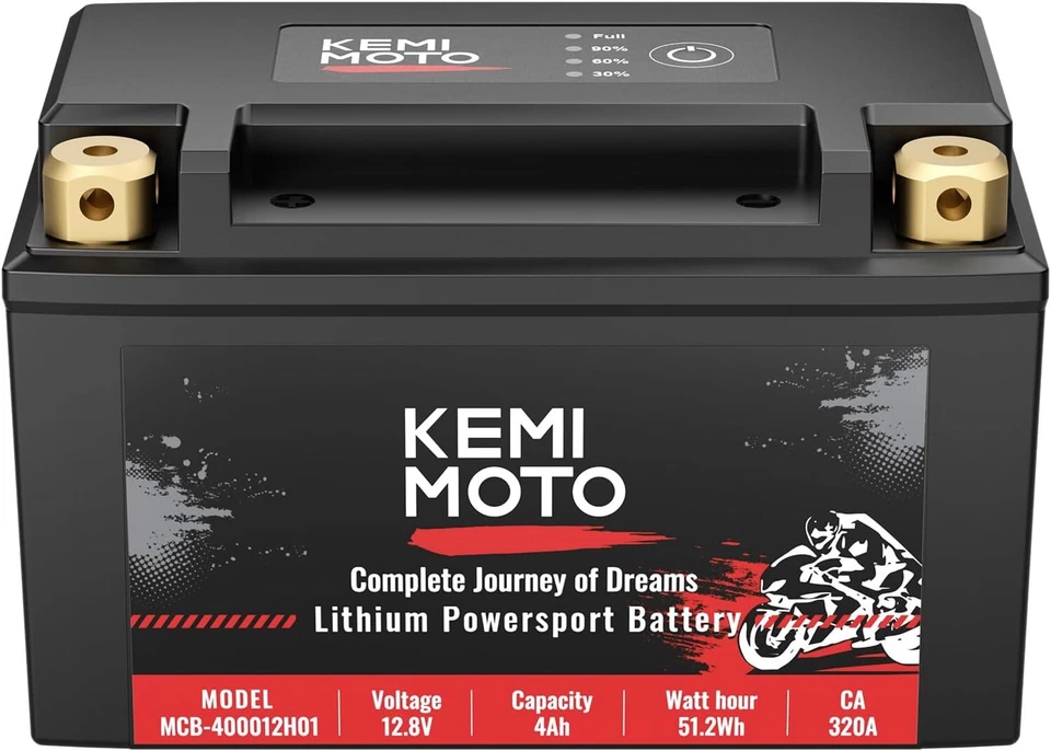 Batería de litio 4Ah para motocicleta YTX9-BS YTX7A-BS 12v 320A para moto de cross ATV UTV Foto 2 de 4