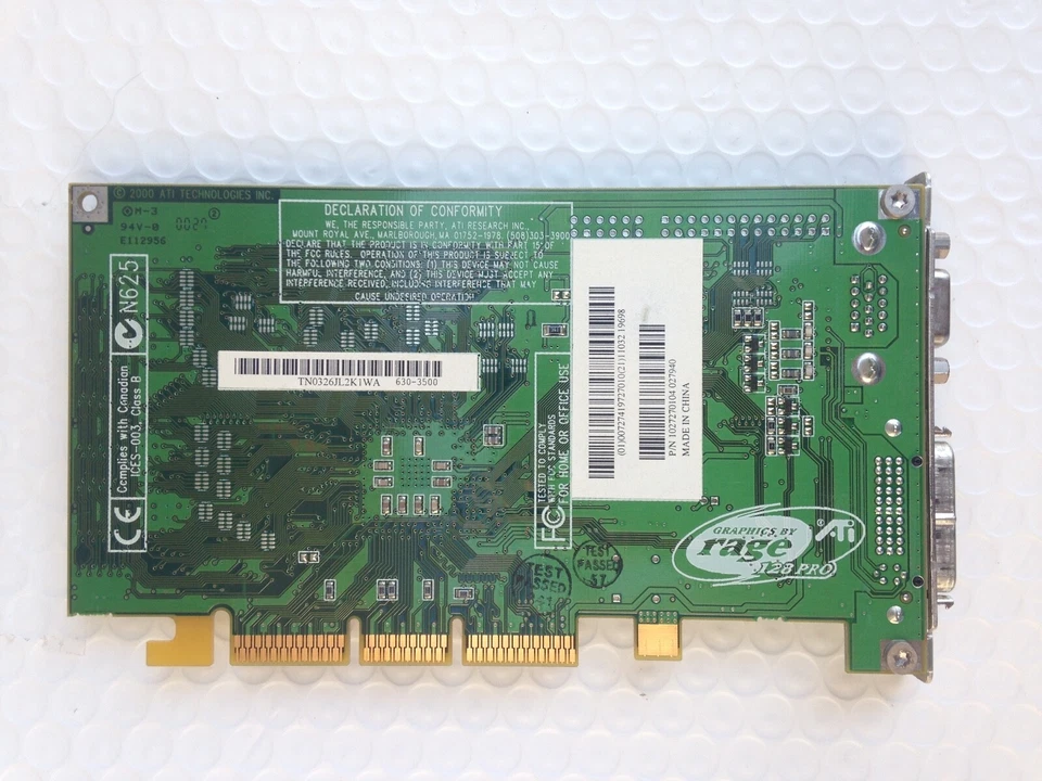 PMG4 & Cube 🟩 ATI RAGE 128 PRO 16MB Apple 109-72700-02 Mac 630-3500 AGP ADC+VGA - Photo 4/4