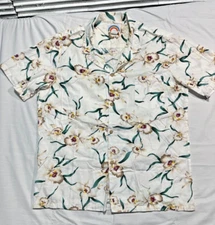 Vintage Paradise Found Star Orchid Hawaiian Shirt Large Tom Selleck Magnum PI