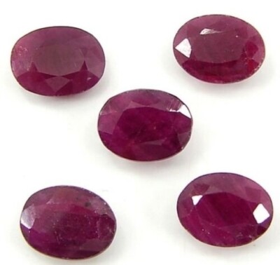 RUBY 4.25 x 3.25 MM OVAL CUT  COMMERCIAL 8 PC SET F-2339 EARTH MINED AND TREATED