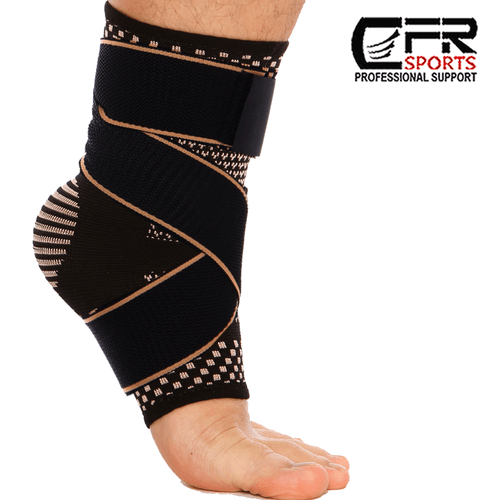 Copper Ankle Sport Foot Wrap Support Brace Compression Achilles tendonitis Sport - Picture 13 of 19