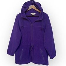 Eddie Bauer Full Zip Hoodie Women Size PS Purple Fleece Long Sleeve USA Made