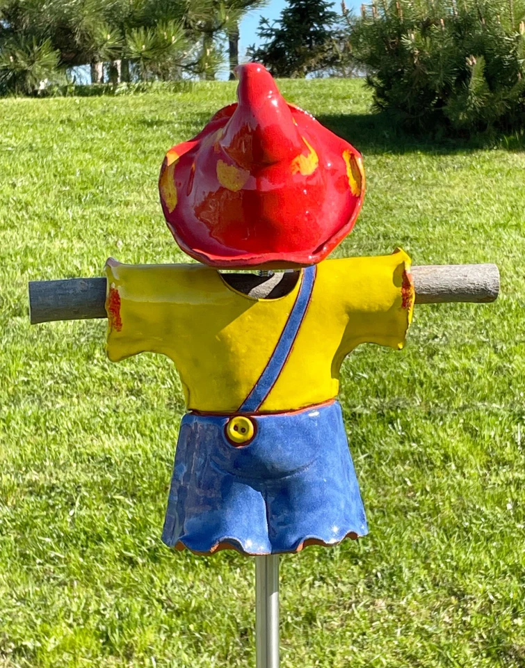 Cerámica Jardín Decoración Espantapájaros Césped Estaca Exterior Estatua H 30cm Foto 2 de 4