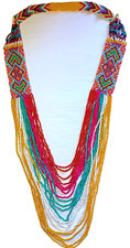 Necklace, Glass Beaded, Many Strands, Thousands of Bright Beads, Hangs 20"
