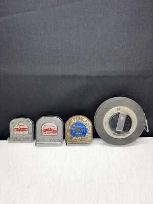 Lot Of 4 Vintage Measuring Tapes, Evans, Mezurall, Irwin -Antique Tools