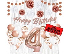 Rose Gold 4th Birthday Decorations for Girls - 40" Number Balloons  More