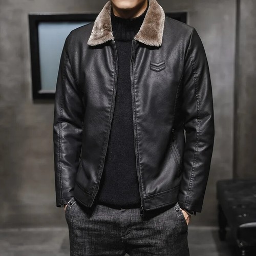 Neu Herren Lederjacke Herbst und Winter Reverskragen mittleres Alter und älter - Bild 9 von 27