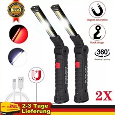 2x LED COB Red White Work Light USB Rechargeable Flashlight Magnetic Base Small