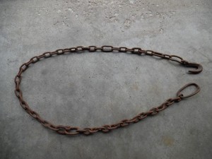 Vtg 78" Long Farm Primitive Chain W/Hand Forged Hook/Ring Steampunk Rustic Decor